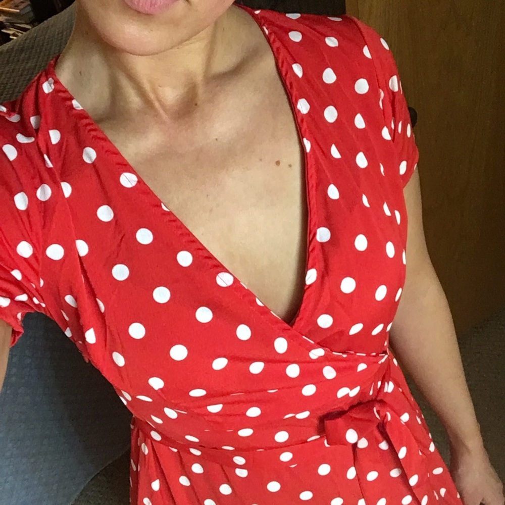 MAXI POLKA DOTTED RED DRESS - Picture 6 of 8